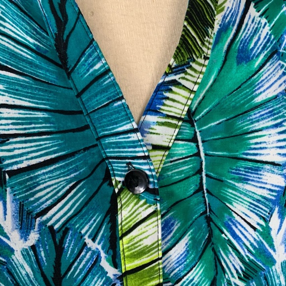 Plus tropical print button down blouse shirt by Catherines 22 / 24 petite - Picture 5 of 8